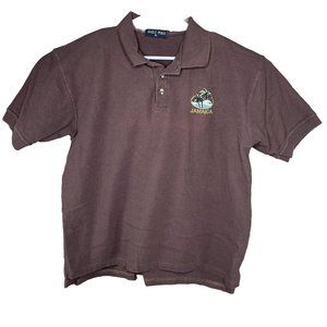 Jamaica Souvenir Polo Shirt Mens XL Brown Short Sleeve Cotton Daily Polo Tag